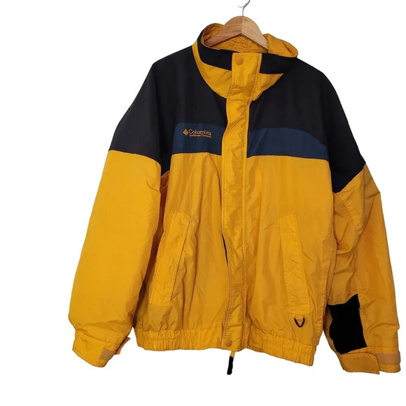 Columbia Mens Bugaboo Jacket Size L Yellow Black Full Zipper Long Sleeves - Picture 1 of 12